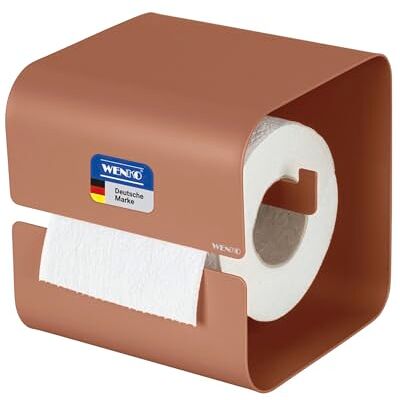 Wenko Turbo-Loc Portarotolo Mod Lizan, acciaio, adesivo, forte tenuta, montaggio a parete senza forare, porta carta igienica WC con copertura, portarotolo bagno e WC ospiti, marrone opaco Wenko Turbo-Loc Portarotolo Mod Lizan, acciaio, adesivo, forte tenuta, montaggio a parete senza forare, porta carta igienica WC con copertura, portarotolo bagno e WC ospiti, marrone opaco