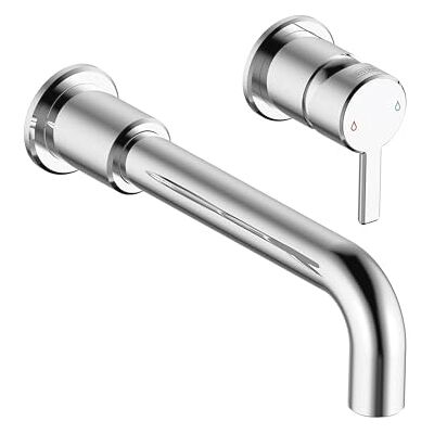 Bristan Altum Rubinetto miscelatore a 2 fori per lavabo, montaggio a parete, con funzione di risparmio idrico, finitura cromata Bristan Altum Rubinetto miscelatore a 2 fori per lavabo, montaggio a parete, con funzione di risparmio idrico, finitura cromata