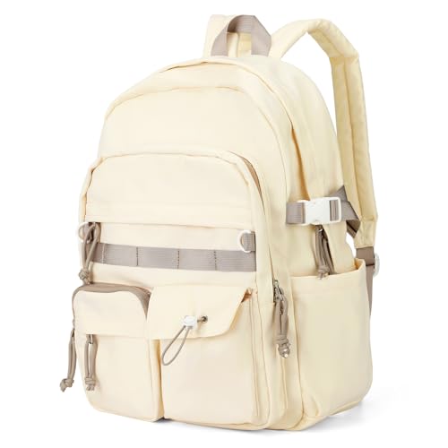 HYC00 Casual Zainetto Ragazze Donna Scuola Superiore, Media e Elementare Zaino porta PC 14 Pollici Zainetto Casual Università Gita Beige