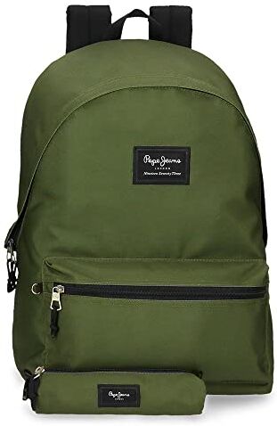 Pepe Jeans Aris Zaino per laptop e astuccio scolastico 15,6" Verde 31 x 44 x 17,5 cm Poliestere 30,01 L, Verde, Zaino e astuccio