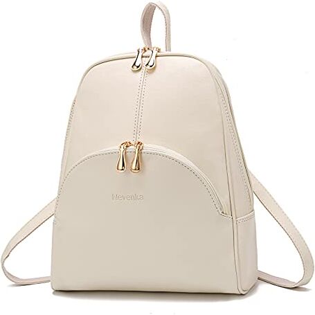 Nevenka Zaino Donna Borsa a Spalla in Pelle PU Zainetto Casual Borsa a Mano Backpack alla Moda per Shopping Scuola Viaggio Vacanza (beige)