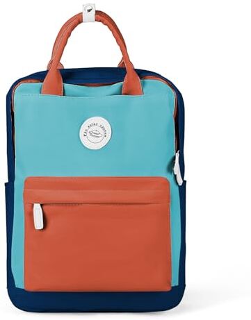 HYC00 Zaino Donna Scuola,Zaino Donna Casual Zaino Scuola Superiore Zaino Università, Impermeabile Zaino Porta PC 14 Pollici Zaino da Viaggio Lavoro Campeggio,Blu con Arancione