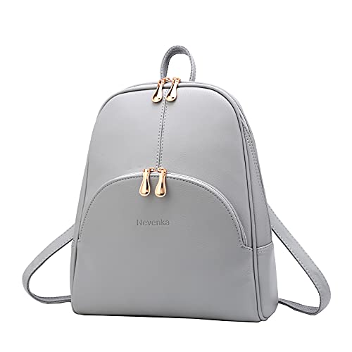 Nevenka Zaino Donna Borsa a Spalla in Pelle PU Zainetto Casual Borsa a Mano Backpack alla Moda per Shopping Scuola Viaggio Vacanza (grigio)