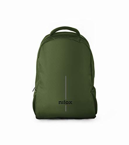 Nilox Backpack 15.6" Everyday Eco Green, Zaino Porta PC con Doppio Scompartimento Interno, Realizzato in Materiale Riciclato da Bottiglie di Plastica, Verde