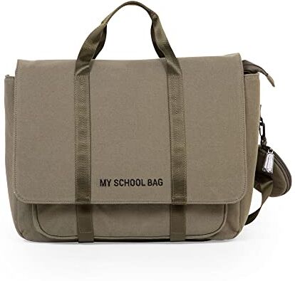 Childhome , Zaino, Scuola, 2 scomparti, Spalline Regolabili, Borsa termica interna, Copripioggia, My School Bag, Khaki