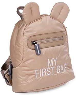 Childhome , Zaino per bambini, scuola, asilo nido, due scomparti, borsa per il pranzo/bottiglia, fibbia di sicurezza rimovibile, idrorepellente, My first bag, beige trapuntato