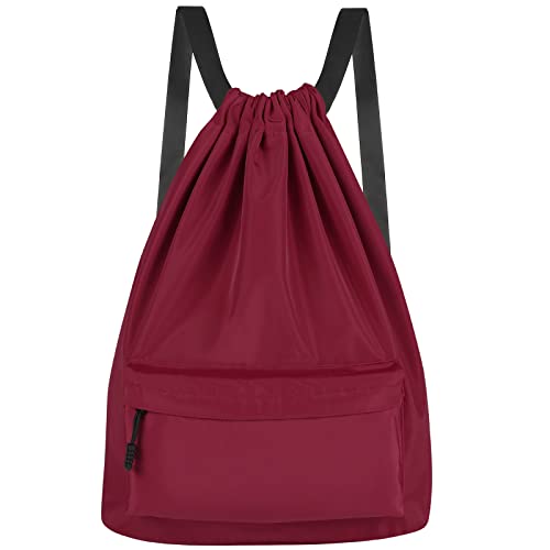 Sharp Zaino Palestra, Borsa Palestra, Sacca Sportiva, Sacca Impermeabile, Zaino Scuola, Zaino da Viaggio, Sacca Zaino, Borsa Coulisse, Zainetto Zainetti per Bambina Ragazzo (Red)