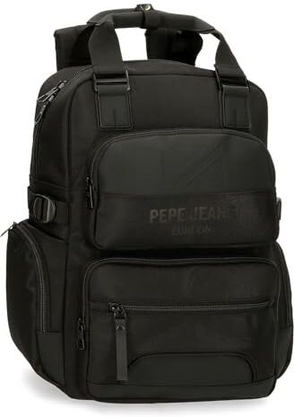 Pepe Jeans Bromley Zaino per laptop Nero 28 x 40 x 16 cm Poliestere 17,92 L, Nero, Taglia unica, Zaino per computer portatile