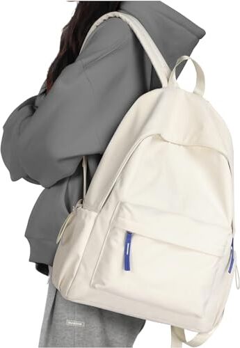 WEPLAN Zaino da Scuola Ragazza Zaino Scuola Superiore Zaino Università leggero Resistente all'acqua College Casual Daypacks Borse a Zaino per laptop da 14 pollici,Zainetto Cartelle Adolescente，Bianco