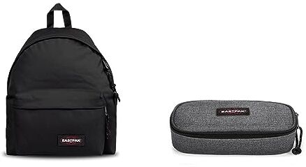 Eastpak Padded Pak'r Zaino, 40 cm, 24 L, Nero & Oval Single Astuccio, 22 cm, Grigio (Black Denim)