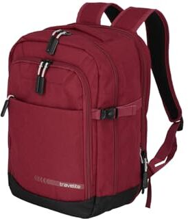 travelite Zaino per bagaglio a mano, zaino per computer portatile da 13 pollici, KICK OFF, cabin backpack, pratico zaino con funzione di chiusura, 40 cm, 20-23 litri, Rosso, Classico