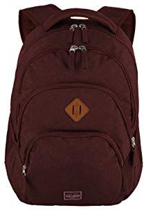 travelite zaino bagaglio a mano da viaggio con scomparto per laptop 15.6 pollici, serie di valigie BASICS Daypack Mélange: zaino alla moda in look mélange, 45 cm, 22 litri, Rosso (Bordeaux)