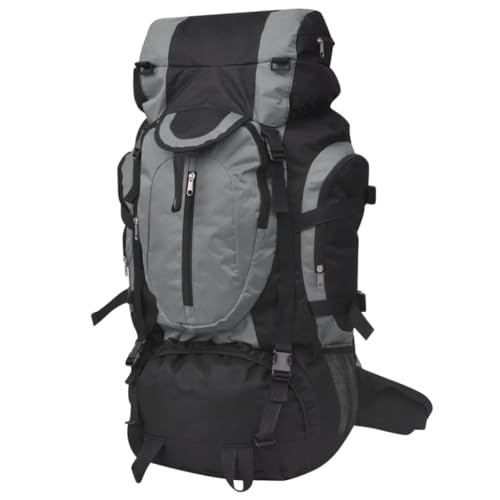 vidaXL Zaino da Campeggio Sport Gite Escursioni XXL 75 L Nero e Grigio