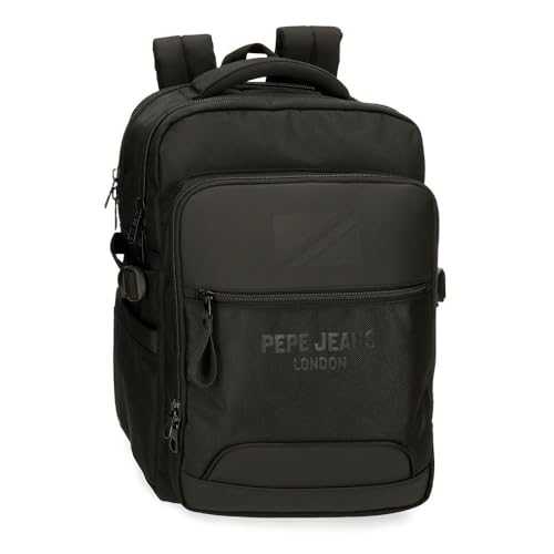 Pepe Jeans Bromley Zaino per laptop Nero 28 x 40 x 16 cm Poliestere 17,92 L, Nero, Taglia unica, Zaino per computer portatile