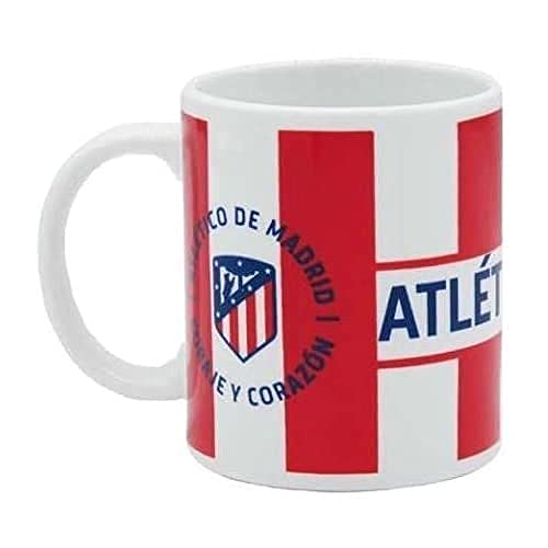 Real Madrid CYP BRANDS Atlético de Madrid, tazza in ceramica in scatola, prodotto ufficiale, capacità 300 ml, colore rosso e bianco ()