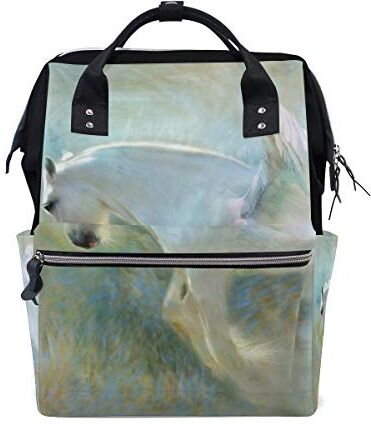 FANTAZIO Zaini Angelic Unicorn White Horse School Bag Canvas Daypack