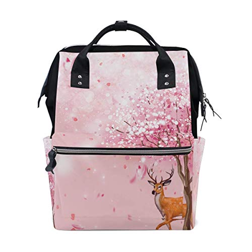 FANTAZIO Zaino Mummia Rosa Dream Cherry Deer Pattern School Bag