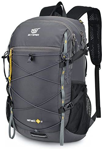 SKYSPER Zaino Ultraleggero Pieghevole, 30L con Strisce Riflettenti da Trekking, Hiking Escursione Viaggio Uomo Donna ISHE30-Grigio