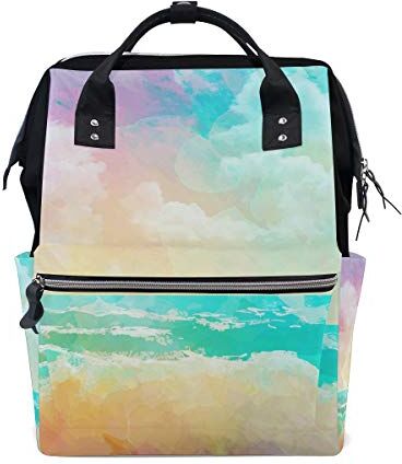 FANTAZIO Borsa Mummia Zaino Beach Scenery Pattern Borsa Scuola