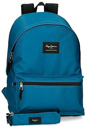 Pepe Jeans Aris Zaino per laptop e astuccio scolastico 15,6" blu 31 x 44 x 17,5 cm poliestere 30,01 L, blu, Zaino e astuccio