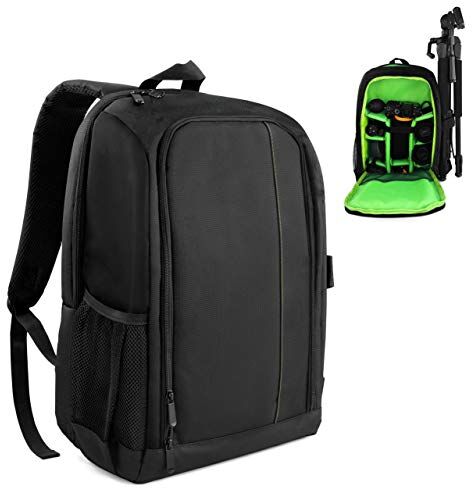 MyGadget Zaino Fotografico Custodia per Macchina Fotografica Reflex, Obiettivi e Laptop fino a 15" Camera Backpack Impermeabile per DSLR Verde