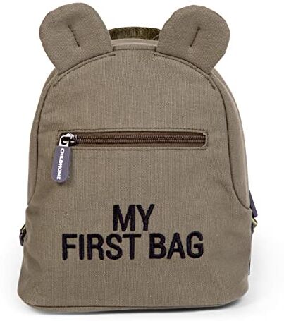 Childhome , Child's backpack, babyschool, kindergarden, Nursery, two compartments, adapted capacity Lunchbag/bottle, Removable safety buckle, water repellent, My fist bag, canvas Khaki