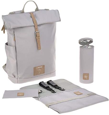 Lässig Zaino fasciatoio Borsa fasciatoio con fasciatoio, attacco per carrozzina, portabiberon Prodotto in modo sostenibile/Rolltop Backpack grigio