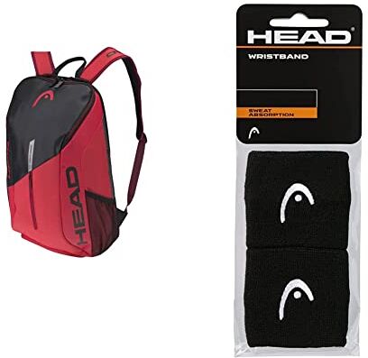 Head Tour Team Zaino & Polsino da 2.5”, Accessori Tennis Unisex Adulto, Nero, taglia unica