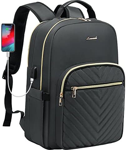 LOVEVOOK Zaino Donna Porta PC 15,6 Pollici, Impermeabile Zaino per Laptop con Caricatore USB, Zaino Computer per Università Viaggi Lavoro Scuola Ufficio