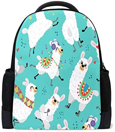 Kcldeci Cartoon Llamas Viaggio Zaino Portatile Scuola Libro Borsa Rosso Cuore Alpaca Causale Daypack Outdoor Business Escursionismo Zaini Campeggio Borse A Spalla Per Studenti Donne Uomini