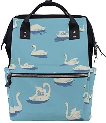 FANTAZIO Borsa Mummia Zaino Pittura Bianco Modello Cigno Borsa Scuola