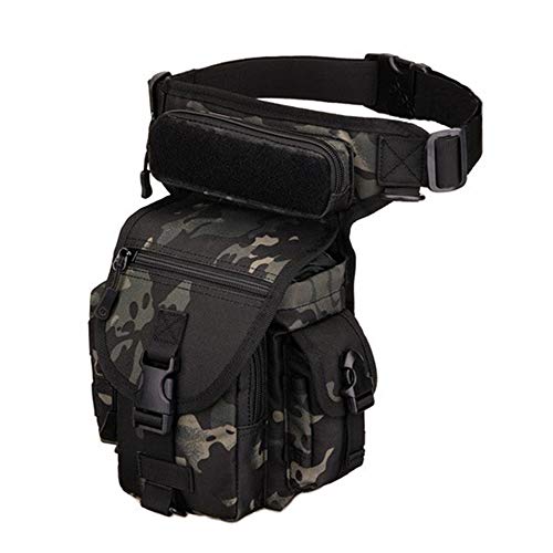 HUNTVP ® Marsupio Cosciale Tattico Militare Borsa Gamba Moto Molle Impermeabile per Campeggio Escursionismo Ciclismo Viaggio Trekking Sport Porta Smartphone (Camo)