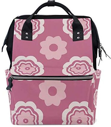 FAJRO Innovativo Geometrico Rosa FlowersZaino da viaggio in tela Borsa da scuola