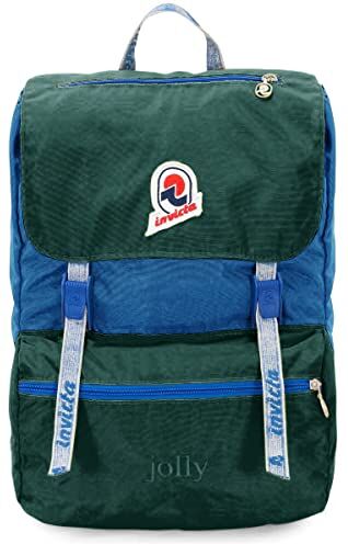 Invicta Zaino Jolly Vintage, Verde/Blu, 13'' Tasca Pc, Icon, 18 Lt