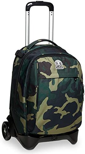 Invicta Trolley Scuola New Tech , Camouflage, Verde Militare, 3 in 1, Zaino con Carrello Sganciabile, Multi tasche, Maxi Capienrte, Scuola, Viaggio e Tempo Libero