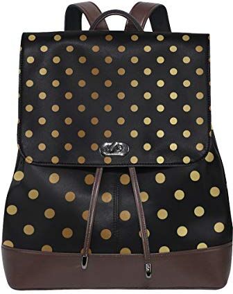 FANTAZIO Zaini Piccoli Dots Oro Borsa Scuola in Pelle Daypack