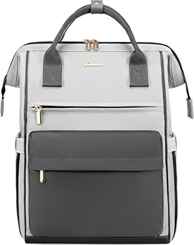 LOVEVOOK Zaino Porta PC Donna, 15,6 Pollici Impermeabile Computer Backpack Antifurto con Porta USB e Scomparto per Laptop per Scuola Università Viaggi Lavoro Aereo Ufficio, Grigio,Blu