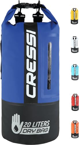 Cressi Dry Bag Premium, Sacca/Zaino Impermeabile per attività Sportive Unisex Adulto, Nero/Blu/Bicolore, 20 L