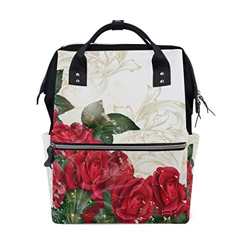 FANTAZIO Mummia Bag Zaino Fantasy Red Rose Scuola Bag