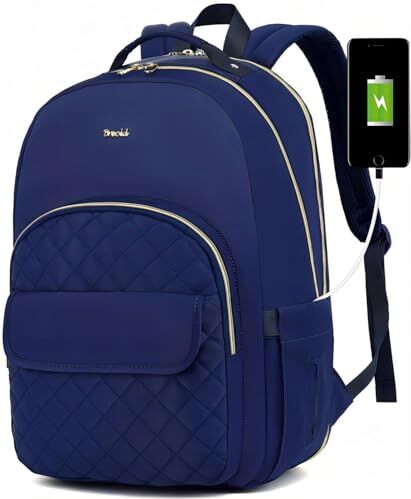 Breold Zaino PC Donna Elegante Zaino Scuola Ragazza,Zaino Scuola Superiore per Studi Universita Scuola Secondaria, Zaino Città con Porta di Ricarica USB