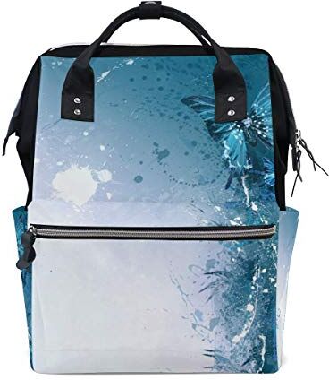 FANTAZIO Mummia Bag Zaino Blu Astratto Farfalle Modello Scuola Bag