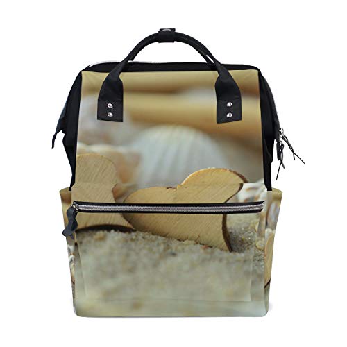 FANTAZIO ZAINO SAND Heart Wood Mussel Beach School bag canvas Daypack