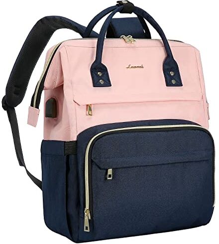 LOVEVOOK Zaino Porta PC Donna, Zaino Antifurto Impermeabile Donna, Zaino per Laptop Portatile 15.6 Pollici, Zaino per Viaggi Affari, Rosa è Blu Scuro