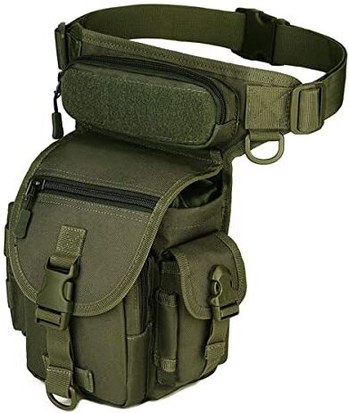 HUNTVP ® Marsupio Cosciale Tattico Militare Borsa Gamba Moto Molle Impermeabile per Campeggio Escursionismo Ciclismo Viaggio Trekking Sport Porta Smartphone,Army Green