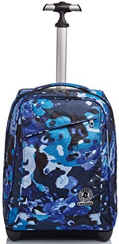 Invicta Trolley Scuola, Blu, Camo Shades, 2 in 1, Doppio Uso, Zaino con Carrello Fisso e Crossover System, Viaggio, Unisex