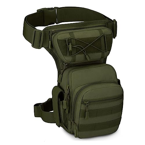 HUNTVP Marsupio Cosciale Tattico Militare Borsa Gamba Moto Molle Impermeabile per Campeggio Escursionismo Ciclismo Viaggio Trekking Sport Porta Smartphone (Tipo-2 Verde)