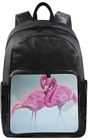 FANTAZIO Zaini Rosa Flamingo Love Heart School Canvas Daypack con cerniera