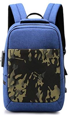 G-hong Ricaricabile dello zaino degli uomini annata di modo Canvas zaini for notebook USB antifurto multifunzione Travel Bag zaino per computer (Color : Blue, Size : S)