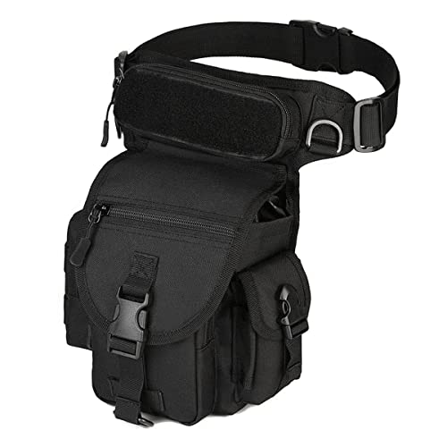 HUNTVP ® Marsupio Cosciale Tattico Militare Borsa Gamba Moto Molle Impermeabile per Campeggio Escursionismo Ciclismo Viaggio Trekking Sport Porta Smartphone, Nero