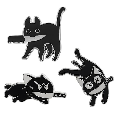 ARHZ ARH 3 Pz Black Cat Smalto Pins,Simpatico Smalto Spille Spille Di Risvolto Badge Per Le Donne Ragazze Bambini Abbigliamento Borsa Decor,Spille Zaino,Spille Con Disegni,Spille Per Vestiti